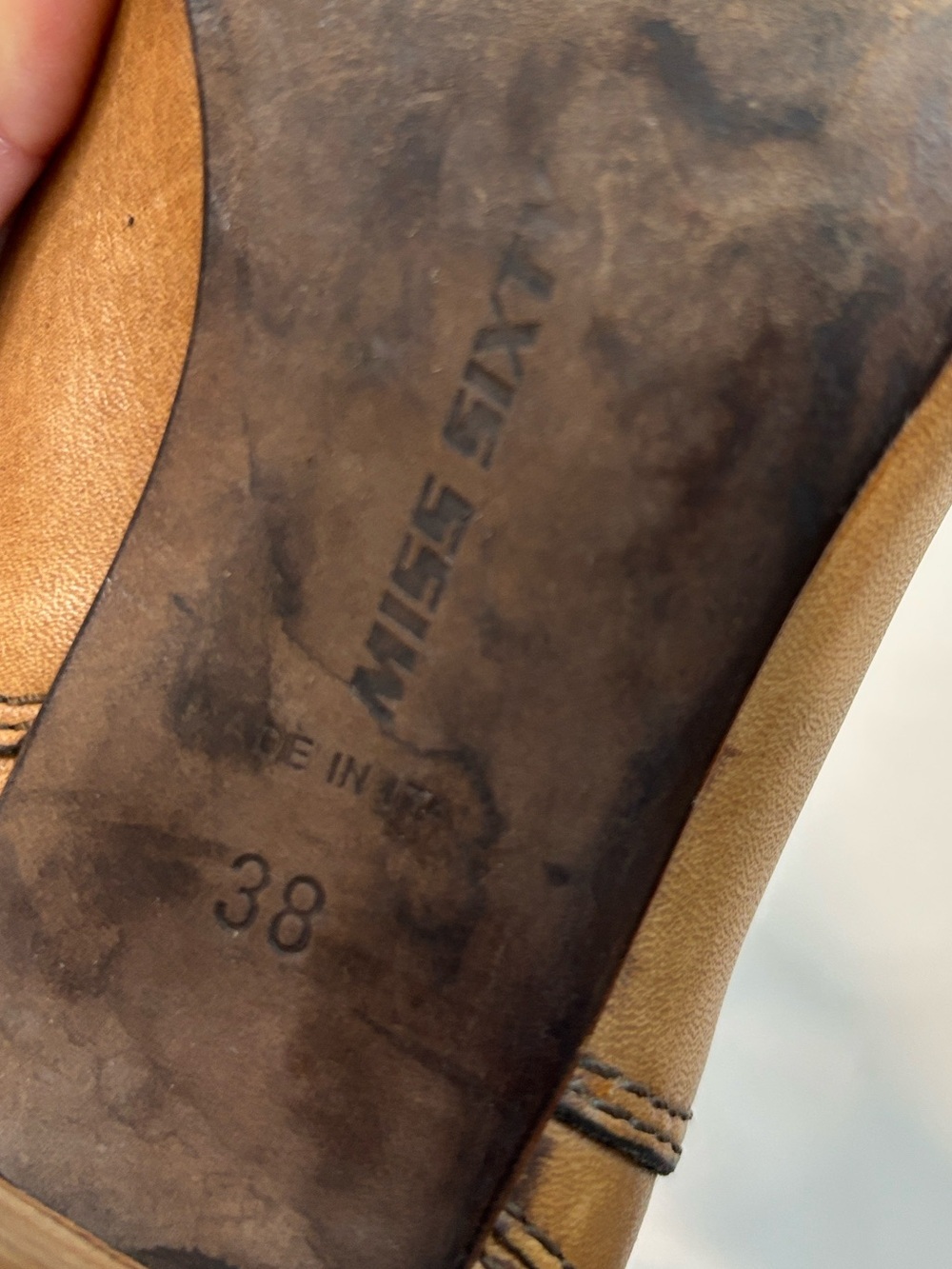 Miss Sixty Tan Leather Knee Boots Y2K Buckle Detail Stacked Heel EU 38 - Picture 14 of 15